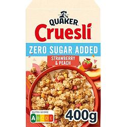 Foto van Quaker cruesli zero sugar added aardbei & perzik 400gr bij jumbo