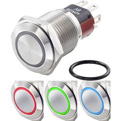 Foto van Tru components tc-gq16-kf-11e/j/41rgb/12v/s vandalismebestendige drukschakelaar 48 v/dc 2 a 1x uit/(aan) moment rood, groen, blauw, rgb ip65 1 stuk(s)