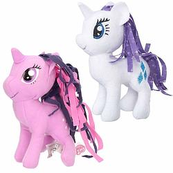 Foto van Set van 2x pluche my little pony speelgoed knuffels rarity en sparkle 13 cm - knuffeldier