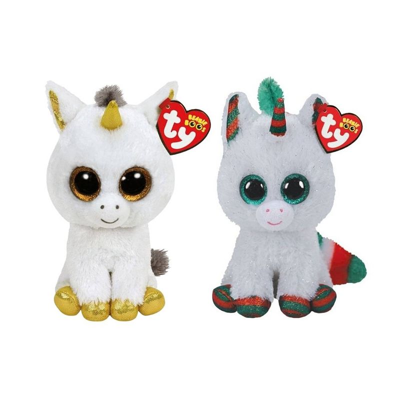 Foto van Ty - knuffel - beanie boo's - pegasus unicorn & christmas unicorn