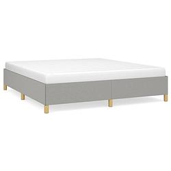 Foto van The living store bedframe - lichtgrijs stof - 203x163x35 cm - multiplex lattenbodem