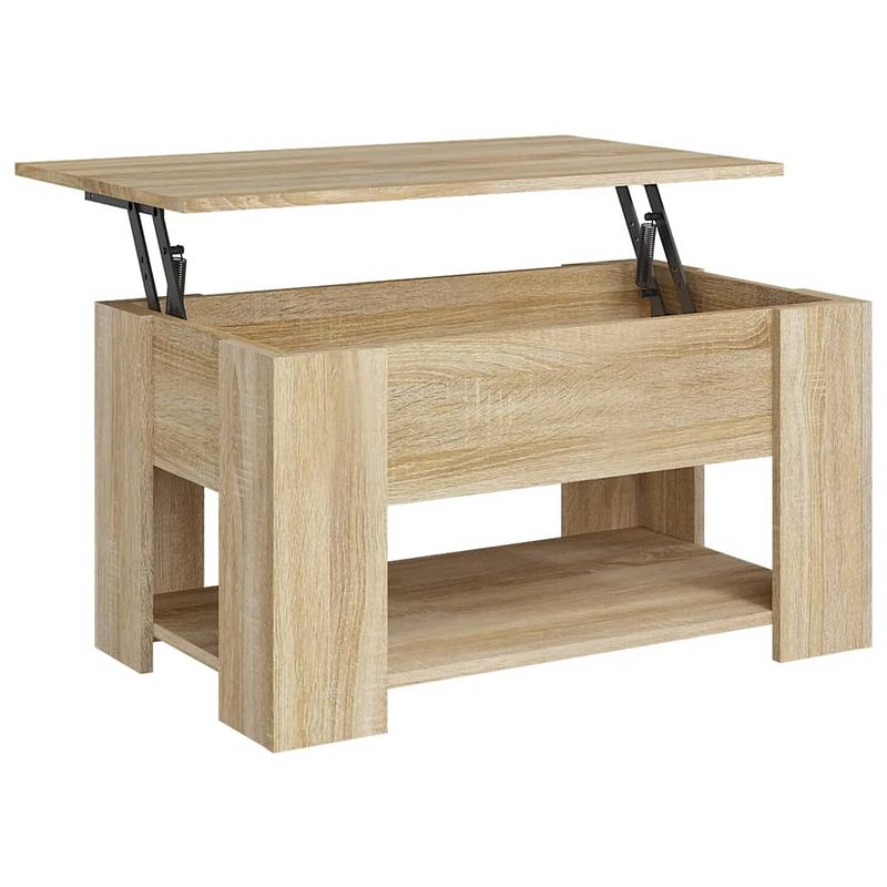 Foto van The living store salontafel - lift-top - bewerkt hout - 79x49x41 cm - sonoma eiken