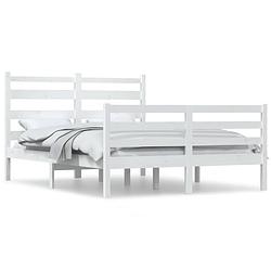 Foto van The living store houten bedframe - massief grenenhout - 205.5 x 166 x 100 cm - wit