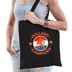 Foto van Holland kampioen leeuw supporter cadeau tas zwart voor dames en heren - feest boodschappentassen