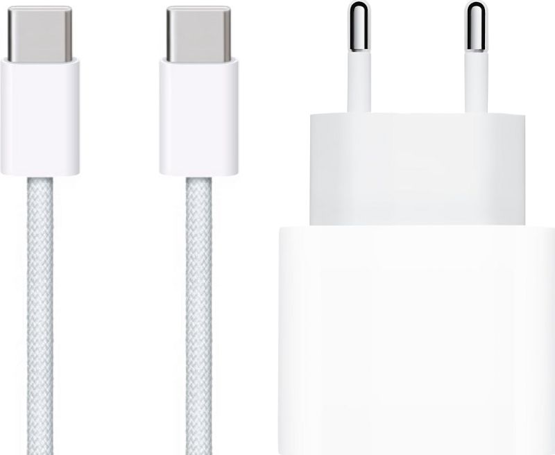 Foto van Apple usb c oplader 20w + usb c kabel 2m nylon wit