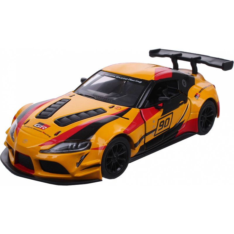 Foto van Kinsmart auto toyota gr supra racing gazoo 12,5 cm diecast geel