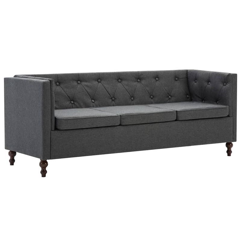 Foto van The living store chesterfield bank - 176x68x70 cm - donkergrijs