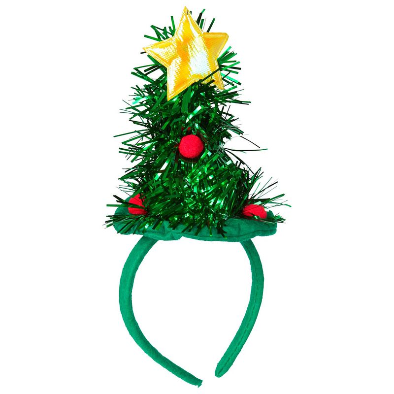 Foto van Kerst diadeem/haarband - kerstboom met piek - groen - verkleedattributen