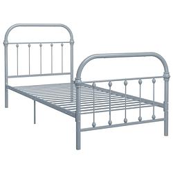 Foto van The living store metalen bedframe - grijs - 213 x 101 x 109 cm - geschikt voor 90 x 200 cm matras - montage vereist