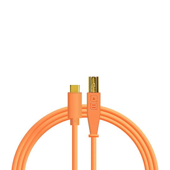 Foto van Dj techtools chroma cable straight usb-c 1.5 m neon oranje