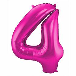 Foto van Cijfer 4 ballon roze 86 cm - ballonnen