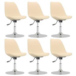 Foto van The living store eetkamerstoelen - crème - 49 x 45 x (81-93) cm - verchroomd metaal