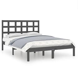 Foto van The living store bedframe grenenhout - grijs - 205.5 x 125.5 x 31 cm - montage vereist