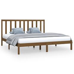 Foto van The living store bedframe massief grenenhout honingbruin 200x200 cm - bed