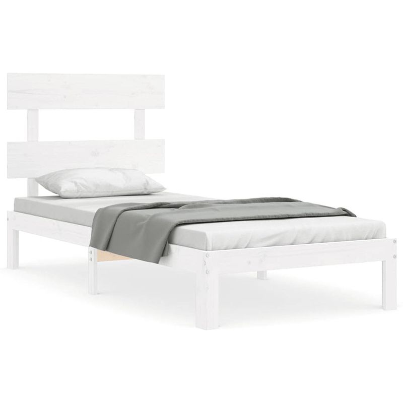 Foto van The living store massief grenenhouten bedframe - 20x104x82 cm - wit