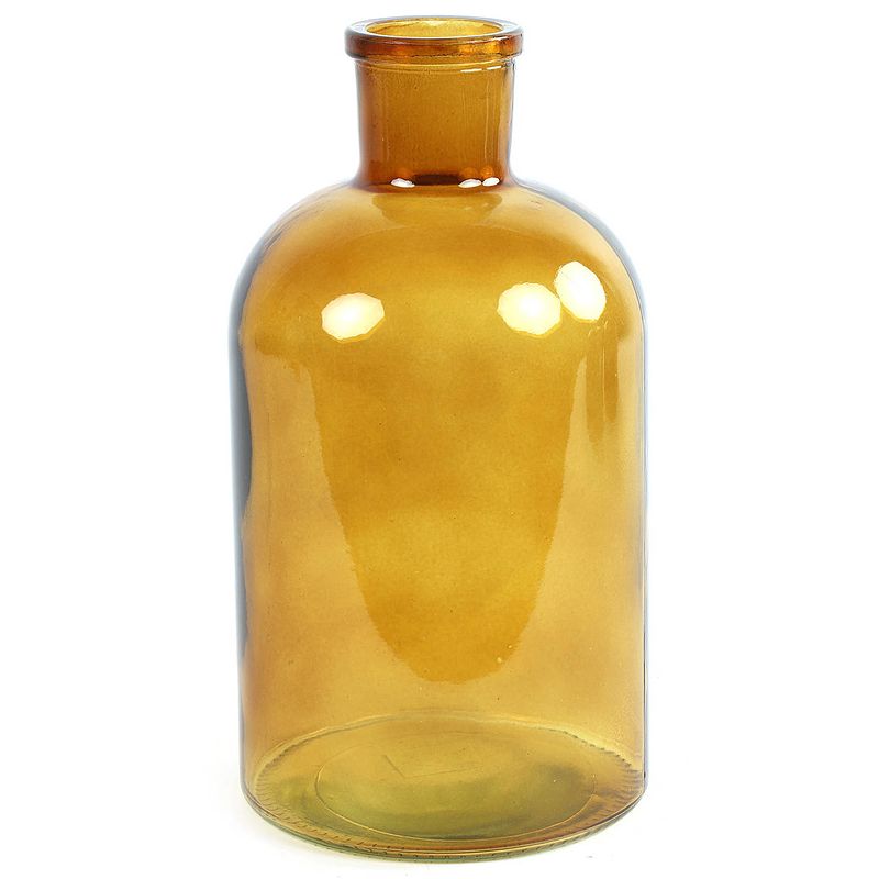 Foto van Countryfield vaas - goudgeel - glas - apotheker fles vorm - d14 x h27 cm - vazen