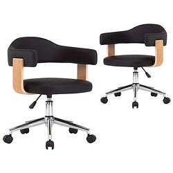 Foto van The living store draaibare eetkamerstoelen - set van 2 - zwart - kunstleer - 49.5 x 51.5 x (94.5 - 115.5) cm -