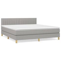 Foto van The living store boxspringbed - lichtgrijs - 203 x 180 x 78/88 cm - met verstelbaar hoofdbord en pocketvering matras -