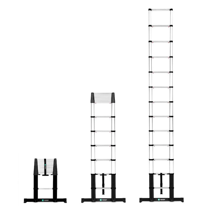 Foto van Vonroc pro telescoopladder - 3,80 meter - nieuw 2023 model met softclose & dwarsbalk