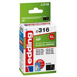 Foto van Edding cartridge vervangt hp hp 901xl (cc654ae) compatibel single zwart edd-316 18-316