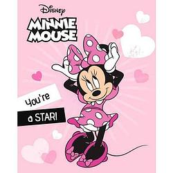Foto van Disney minnie mouse fleeceplaid star - 100 x 140 cm - roze