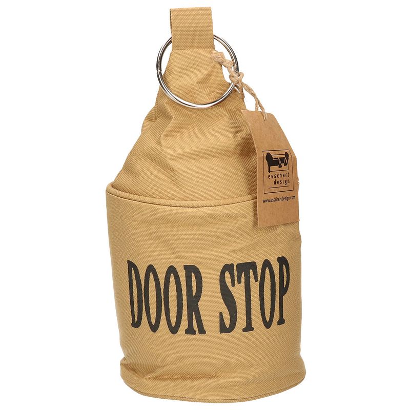 Foto van Canvas bruine deurstopper met ring 2.7 kg - deurstoppers