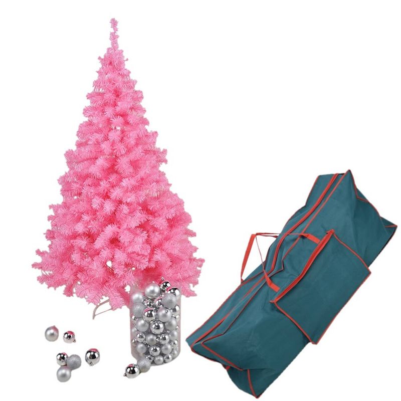 Foto van Roze kunst kerstboom/kunstboom 150 cm inclusief opbergzak - kunstkerstboom