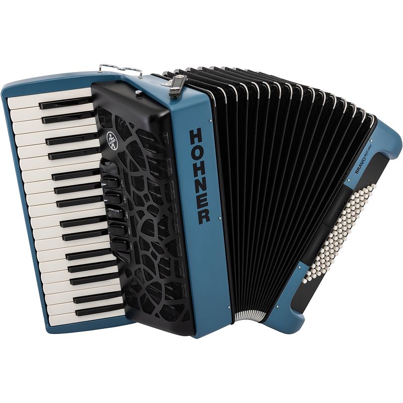 Foto van Hohner bravo iii 72 mycolor silent key water accordeon