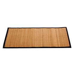 Foto van Badkamer vloermat anti-slip donkere bamboe 50 x 80 cm met zwarte rand - badmatjes