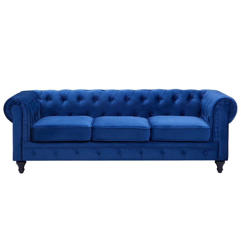 Foto van Beliani chesterfield - chesterfield bank-blauw-fluweel