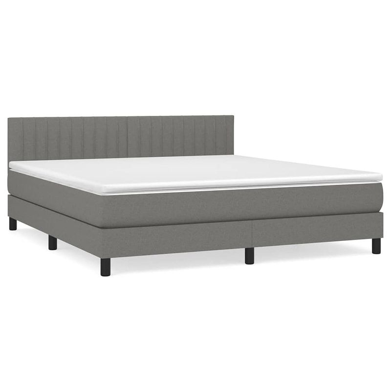 Foto van Vidaxl boxspring met matras stof donkergrijs 160x200 cm