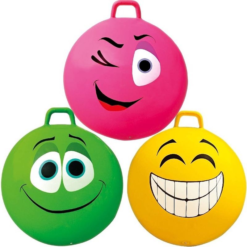 Foto van Skippybal smiley voor kinderen 65 cm geel - skippyballen