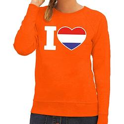 Foto van Oranje holland vlag sweater / trui dames - oranje koningsdag/ supporter kleding xs