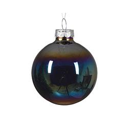 Foto van Decoris - kerstbal glas d6 cm zwart iris 6st kerst