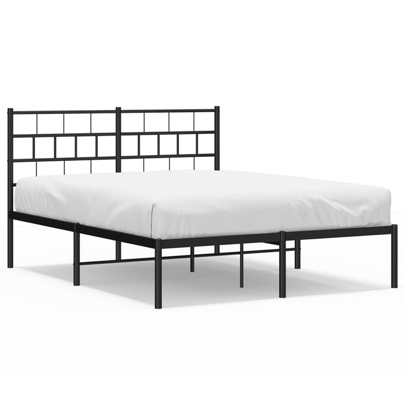 Foto van Vidaxl bedframe met hoofdbord metaal zwart 150x200 cm