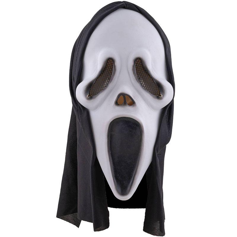 Foto van Halloween thema verkleed masker - scream/ghostface - volwassenen - met kap - verkleedmaskers