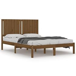 Foto van The living store bedframe grenenhout - 205.5 x 145.5 x 31 cm - honingbruin