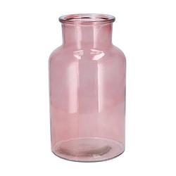 Foto van Dk design bloemenvaas melkbus fles - helder glas oudroze - d15 x h26 cm - vazen
