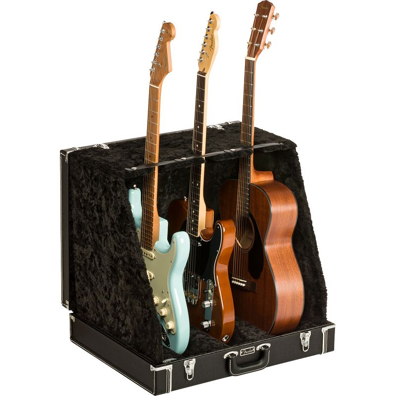 Foto van Fender classic series case stand 3 black statief voor drie gitaren / basgitaren