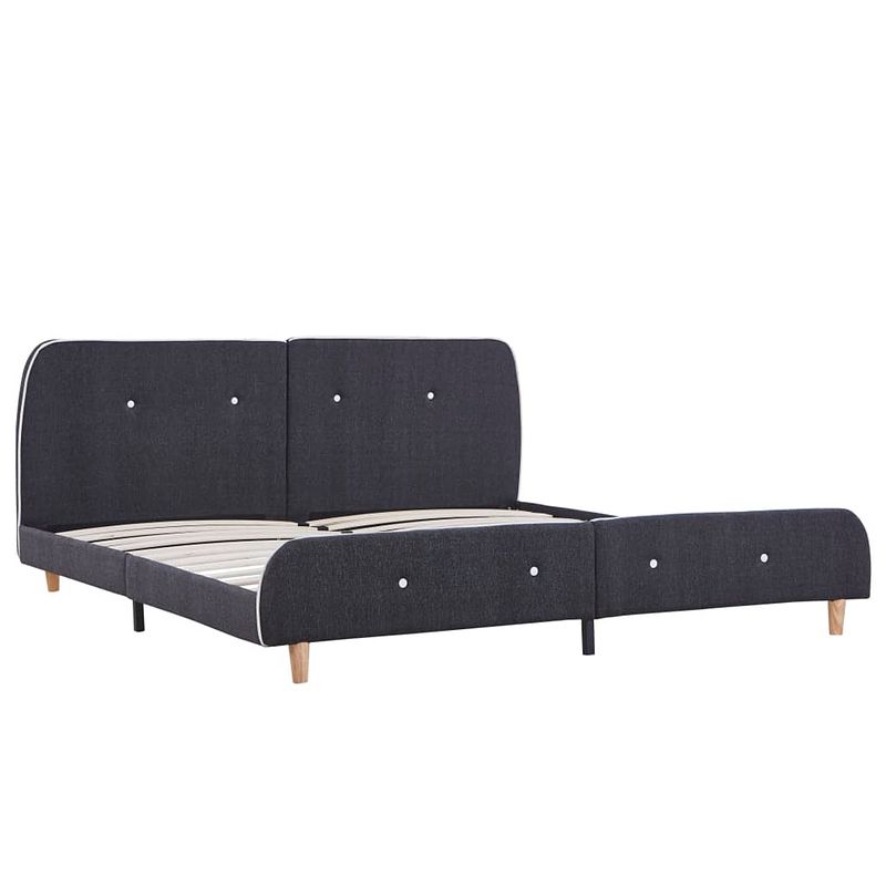 Foto van The living store bedframe - classic - hout/ijzer - 208x166x81 cm - donkergrijs - geschikt voor matras 160x200 cm -