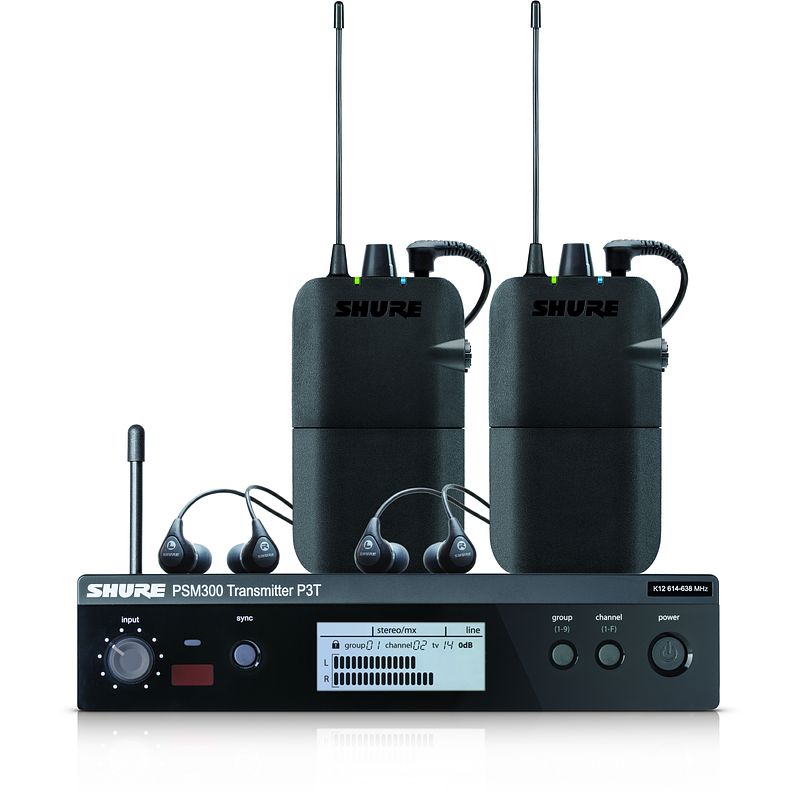 Foto van Shure psm300 twin pack stereo in-ear monitoring (606-630 mhz)