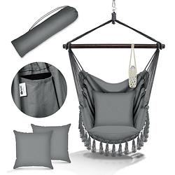Foto van Tillvex hangstoel -grijs- met 2 kussens--hangende schommel-bekerhouder
