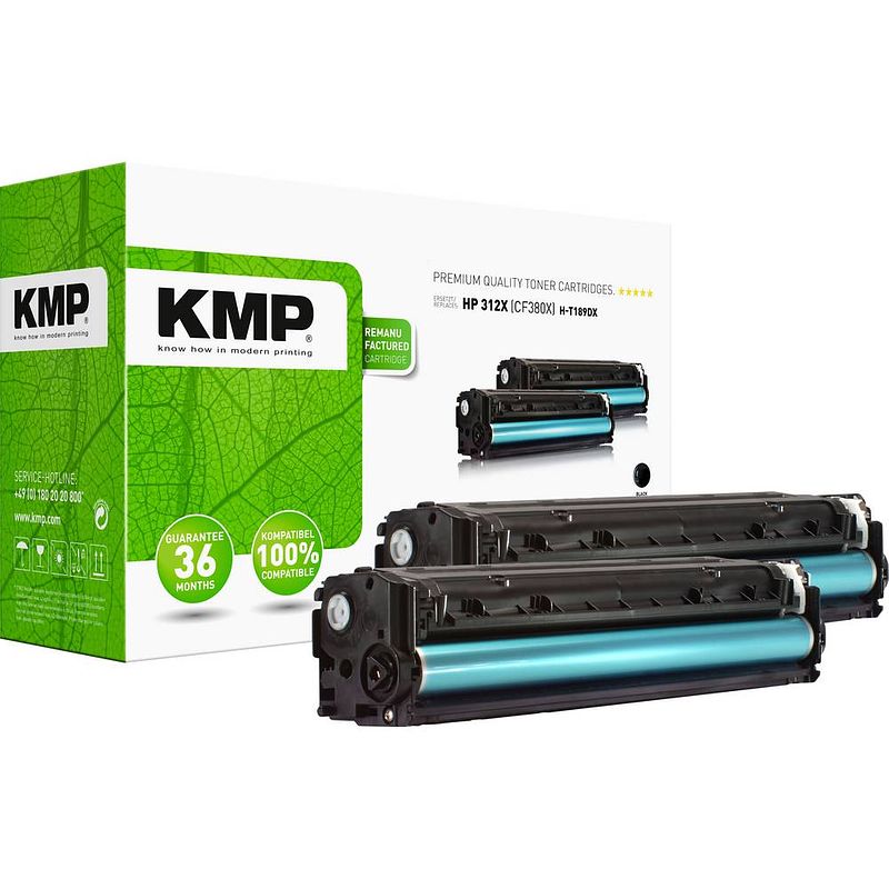 Foto van Kmp h-t189dx toner 2-pack vervangt hp hp 410x (cf410x) zwart compatibel toner set van 2