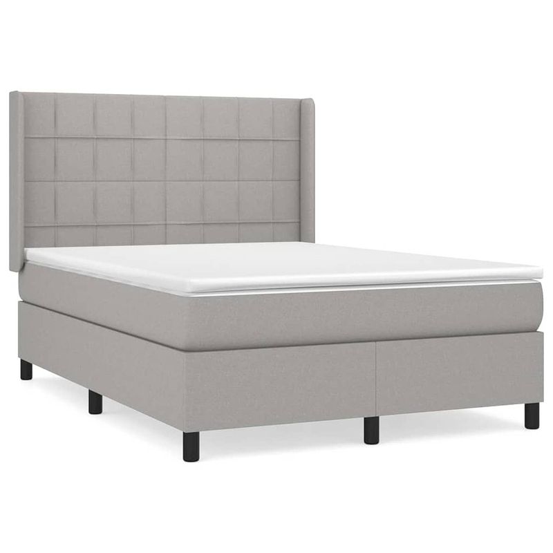 Foto van The living store boxspringbed - lichtgrijs - 193 x 147 x 118/128 cm - pocketvering matras