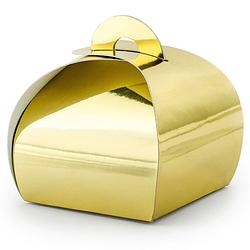 Foto van Cadeaudoosje bonbon goud - bruiloft bedankje - 10x stuks - goud - 6 x 6 cm - cadeaudoosjes