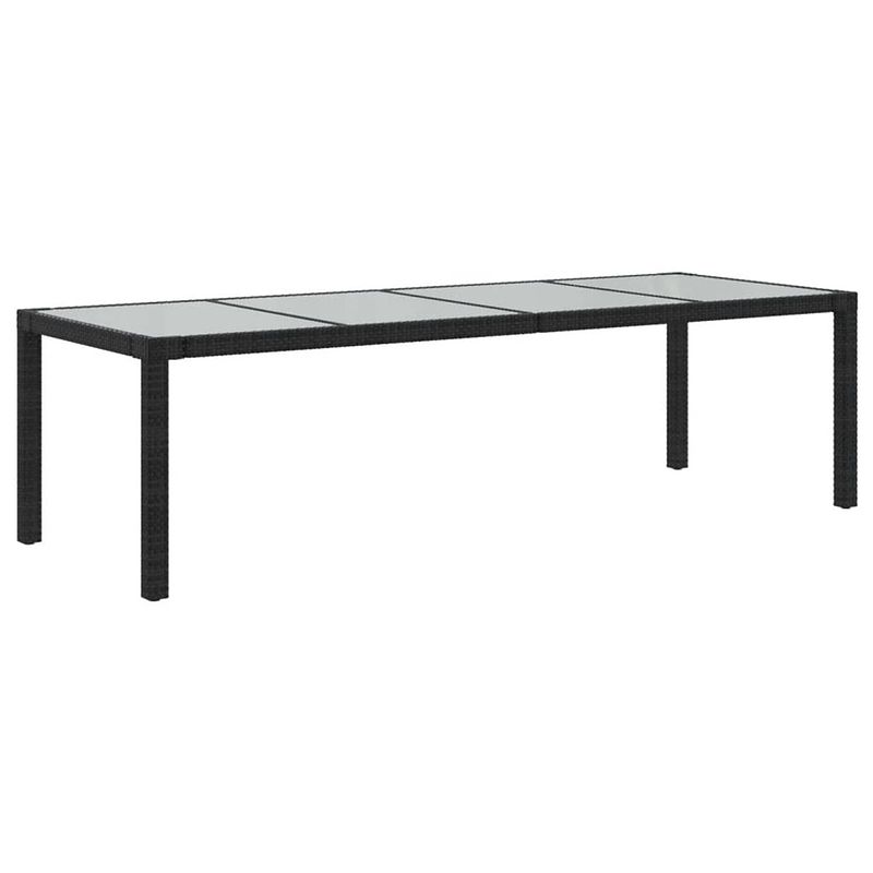 Foto van Vidaxl tuintafel 250x100x75 cm gehard glas en poly rattan zwart