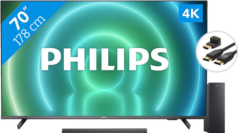 Foto van Philips 70pus7906 - ambilight + soundbar + hdmi kabel