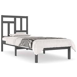 Foto van The living store bedframe massief grenenhout grijs 90x200 cm - bed