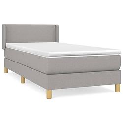 Foto van The living store boxspringbed - pocketvering matras - middelharde ondersteuning - lichtgrijs - 193 x 93 x 78/88 cm -