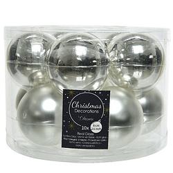 Foto van Kerstboomversiering zilveren kerstballen van glas 6 cm 10 stuks - kerstbal